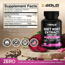 Beet Root Extract Capsules - 12000Mg 20X Concentrated Beet Root Capsules Supplement W/Black Pepper - High Nitrates - Natural Nitric Oxide Booster - Highly Concentrated & Bioavailable -180 Veggie Caps