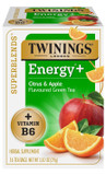 Twinings Superblends Energy+ Herbal Tea With Vitamin B6, Citrus & Apple Caffeine-Free Green Tea, 16 Tea Bags (Pack Of 6), Enjoy Hot Or Iced