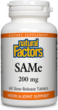 Natural Factors, SAMe 200 mg, Helps Elevate Mood and Improve Joint Health, 60 tablets (60 servings)