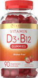 Carlyle Vitamin D3 + B12 Complex Gummies | 90 Count | Vegetarian, Non-Gmo, And Gluten Free Formula | Strawberry Flavor Supplement