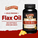 Barlean's Flaxseed Oil Softgels, Cold-Pressed Flax Seed Supplement with 1,650 mg ALA Omega-3 Fatty Acids for Joint & Heart Health, 1000mg, 250 ct