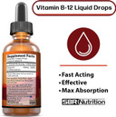 Vitamin B12 Sublingual Liquid Drops - Methylcobalamin, Vit B 12 Supports Energy, Max Absorption, 3000Mcg Per Serving, 60 Servings, Non-Gmo, Vegan Friendly, Manufactured In The Usa