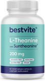 Bestvite L-Theanine 200Mg With Patented And Clinically Studied Suntheanine (60 Vegetarian Capsules) - No Stearates - Vegan - Non Gmo - Gluten Free