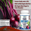 Yummyvite Organic Beet Root Powder Tablets - 1350Mg With Black Pepper For Faster Absorption - Boosts Nitric Oxide For Energy And Stamina - 60 Tablets
