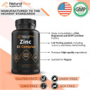 Zinc Supplement Complex With Copper And Vitamin C - Natural Flow 3X Zinc Carnosine, Bisglycinate Chelate, And Orotate, Chelated Zinc Copper, Easy On The Stomach, Skin And Immune Support, 120 Capsules