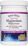 Natural Factors, Stress-Relax Nighttime Magnesium Bisglycinate Powder With Melatonin, L-Theanine And Pharma Gaba, Supports Sleep & Relaxation, 4.23 Oz Powder, Tropical, 4.23 Oz