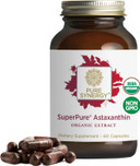 Pure Synergy Superpure Astaxanthin Extract | Organic Astaxanthin Supplement | Vegan Astaxanthin From Algae With Sunflower Lecithin | Antioxidant Support For Skin, Eye, And Joint Health (60 Capsules)
