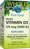Natural Factors, Whole Earth & Sea Vegan Vitamin D3 125Mcg (5,000 Iu), 60 Count (Pack Of 1)