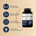 Alpha Lipoic Acid 600Mg W/ B1 Complex | 300* Capsules, 4 In 1 Myelinctin Formula, R-Ala | S-Ala | Thiamine | Benfotiamine, High Bioavailability And Potency, Third Party Tested, Non-Gmo & No Gluten