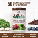 Country Farms Super Greens Chocolate Flavor, 50 Organic Super Foods, Usda Organic Drink Mix, Fruits, Vegetables, Super Greens, Mushrooms & Probiotics, Supports Energy, 20 Servings, 10.6 Oz