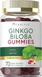 Carlyle Ginkgo Biloba 300Mg | 70 Gummies | 45:1 Leaf Extract | With Peach Raspberry Flavor | Vegan, Non-Gmo, Gluten Free Supplement