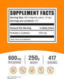 Bulksupplements.Com Nac Powder - N-Acetyl Cysteine 600Mg, Nac Supplement - Antioxidant Support, Gluten Free - 600Mg Per Serving, 417 Servings, 250G (8.8 Oz) (Pack Of 1)