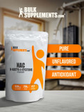Bulksupplements.Com Nac Powder - N-Acetyl Cysteine 600Mg, Nac Supplement - Antioxidant Support, Gluten Free - 600Mg Per Serving, 417 Servings, 250G (8.8 Oz) (Pack Of 1)