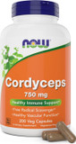 Now Foods Cordyceps 750Mg 200 Veg Caps - Organic Cordycep Sinensis Mycelium Mushroom Powder - In Non-Organic Capsules - Vegan, Non-Gmo