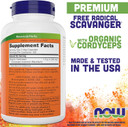 Now Foods Cordyceps 750Mg 200 Veg Caps - Organic Cordycep Sinensis Mycelium Mushroom Powder - In Non-Organic Capsules - Vegan, Non-Gmo