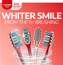 Colgate 360 Optic White Advanced Whitening Toothbrush, Adult Medium Toothbrush With Whitening Cups, Helps Whiten Teeth And Removes Odor Causing Bacteria, 2 Pack