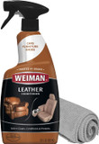 Weiman Leather Cleaner, Polish And Conditioner For Furniture, Car, Purses, Shoes, Boots And Couches- Micro Fiber Towel Included, 22Oz