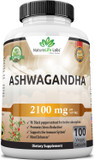 Organic Ashwagandha 2,100 mg - 100 Vegan Capsules Pure Organic Ashwagandha Powder and Root Extract - Stress Relief, Mood Enhancer