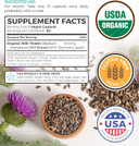 Usda Organic Milk Thistle Capsules - 80% Silymarin - 9,000Mg Of Milk Thistle Seed Extract - Supports Liver Cleanse, Liver Detox, & Liver Health - Vegan Supplement - 2 Month Supply - 60 Pills (No Oil)