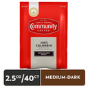 Community Coffee 100% Colombia Pre-Measured Coffee Packs, Medium Dark Roast, 2.5 Ounce Bag (Box Of 40)