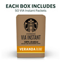 Starbucks Via Instant Coffee Blonde Roast Packets  Veranda Blend  1 Box (50 Packets)