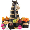 Nut Cravings Gourmet Collection - Easter Tower Dried Fruit Nuts & Candies Gift Basket With Happy Easter Ribbon (12 Piece Assortment) Candy Filled Egg + Bunny Stuffer - Kosher