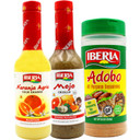 Iberia Mojo Criollo Spanish Marinating Sauce 20 Fl Oz. + Iberia Naranja Agria, 20 Oz + Iberia Adobo Without Pepper, 16 Oz