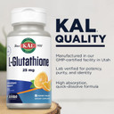 Kal L-Glutathione Sr, Reduced Glutathione Supplement, High Absorption Antioxidant Supplement, Lab Verified, 60-Day Guarantee, 60 Servings, 60 Vegcaps