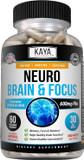 Kaya Naturals - Neuro Brain For Memory & Focus - Nootropic Energy Capsule - Nootropic Brain Support Supplement - Focus & Concentration & Learning Accuracy - Cognitive Function - 60 Count