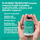 Flourish Probiotics + Prebiotics For Women  Gut And Digestion, Urinary Tract, Reduce Bloating, Vaginal Health  18 Clinically Proven Strains, 14 Billion Cfu  30 Shelf-Stable Mini Vegan Capsules