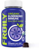 Fruily Organic Elderberry Gummies With Zinc And Vitamin C - Immune Support Supplement Certified Usda Organic Chewable Sambucus Elderberry Gummies, All Natural, Non-Gmo, Gluten-Free, Kosher, Vegan