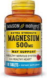 Mason Natural Magnesium 500 Mg Extra Strength - Healthy Heart And Nervous System, Improved Muscle Function And Recovery, Essential Nutrient, 100 Tablets