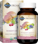 Garden Of Life Organics Multivitamin For Women, Womens Multi With Vitamin C, D, Folate, B6, B12, Biotin, Iron, Vegan Whole Food Vitamins For Women, Energy, Skin, Nails, 120 Tablets