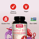 Jarrow Formulas Regular Strength Methyl B-12 500Mcg, Dietary Supplement For Cellular Energy Production And Brain Health Support, 100 Cherry-Flavored Chewable Tablets, 100 Day Supply