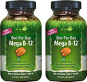 Irwin Naturals One-Per-Day Mega B-12 1,500Mcg High Potency Methylcobalamin Vitamin - Fast Enhanced Absorption With Mct + Asian Ginseng - Natural Energy Boost - 60 Liquid Softgels