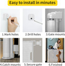 Dearlomum Retractable Baby Gate,Mesh Baby Gate Or Mesh Dog Gate,33" Tall,Extends Up To 55" Wide,Child Safety Gate For Doorways, Stairs, Hallways, Indoor/Outdoorwhite,33"X55"
