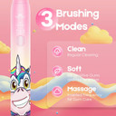 DADA-TECH Kids Electric Toothbrush Rechargeable, Soft Unicorn Tooth Brush with Timer Powered by Sonic Technology for Children Boys and Girls Age 3+, Waterproof and 3 Modes (Matte Pink Li)