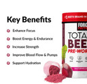 Force Factor Total Beets Pre-Workout Powder To Boost Energy & Endurance, Increase Strength, And Improve Blood Flow And Pumps, Nitric Oxide Supplement With Beet Root Powder, Watermelon, 30 Servings