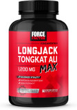 Force Factor Longjack Tongkat Ali Max For Men, Male Stamina And Vitality Supplement Made With Tongkat Ali Extract And Key Natural Ingredients For Superior Absorption, 1200Mg, 60 Capsules