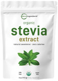 Pure Organic Stevia Powder, 4 Ounces, 706 Serving, Highest Grade Stevia Green Leaf Extract Reb-A, Reduced Bitter Aftertaste, 0 Calorie, Natural Sweetener, Sugar Alternative, Keto Friendly