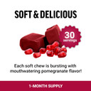 Force Factor Pomegranate Soft Chews For Healthy Aging, Heart Health, Bone Health, & Brain Health, Superfood & Antioxidants Supplement, Non-Gmo, Gluten-Free, Vegan, Pomegranate Flavor, 30 Soft Chews