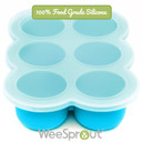 Weesprout Silicone Freezer Tray With Clip On Lid Perfect Food Storage Container For Homemade Baby Food, Vegetable, Fruit Purees, And Breast Milk (Bright Blue, Six 3 Ounce Sections)