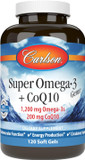 Carlson - Super Omega-3 Gems + Coq10, 1200 Mg Omega-3S 200 Mg Coq10, Circulation Function, Energy Production & Circulatory Support, 60 Softgels
