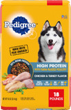 Pedigree High Protein Adult Dry Dog Food Chicken and Turkey Flavor Dog Kibble, 18 lb. Bag