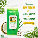 Tropiclean Hypoallergenic Dog Wipes For Paws And Butt | Fragrance Free Dog Grooming Wipes | Safe For The Face | Puppy & Cat Friendly | 100 Count