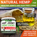 Hemp Treats - Glucosamine Dog Joint Supplement + Omega 3 - W/Hemp Oil - Chondroitin, Msm - Advanced Mobility Chews - Joint Pain Relief - Hip & Joint Care - Chicken Flavor - 120 Ct - Made In Usa