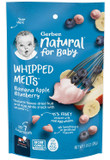 Gerber Natural For Baby Whipped Melts Baby Snack, Banana Apple Blueberry, Natural Freeze-Dried Fruit & Egg White Snack With Vitamin C, 1.0 Oz Resealable Pouch (Pack Of 3) Gerber Natural For Baby Whipped Melts Baby Snack, Banana Apple Blueberry, Natural Freeze-Dried Fruit & Egg White Snack With Vitamin C, 1.0 Oz Resealable Pouch (Pack Of 3)