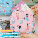 Desing Wish Period Bag Sanitary Napkin Storage Bag For Feminine Pads Panty Liners Tampons And Reusable Pads, Sanitary Pads Pouches First Period Kit For Teen Girls/Women 2 Pack (Pink/Blue Socks Cats)