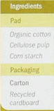 Natracare Natural Curved Panty Liners - 30 Pack - Organic Cotton Cover - Chlorine Free