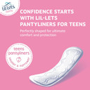 Lil-Lets Teens Liners - 64 Count Pantyliners For Girls - Thin, Absorbent Liners - Soft & Breathable, Fragrance Free For First Periods - Light Days